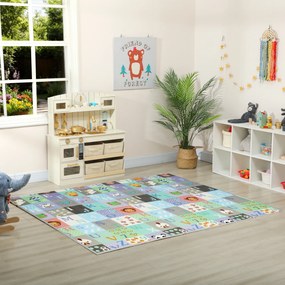 AIYAPLAY Covoraș pentru Copii 0-3 Ani cu Numere și Litere, Suprafață Impermeabilă, din XPE Multicolor, 176.5x148x1 cm | Aosom Romania
