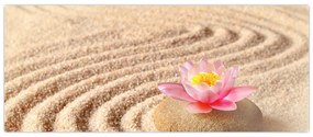 Tablou cu piatră și floare pe nisip (120x50 cm)