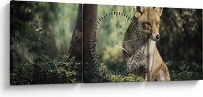 Tablou cu vulpe (cu ceas) (90x30 cm)