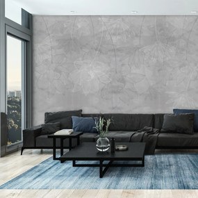 Fototapet - Ilustație flori pe beton (147x102 cm)