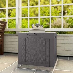 Outsunny Cufăr de depozitare exterior 93L cu mânere încastrate, cufăr de depozitare etanș 56 x 41 x 50 cm, maro | Aosom Romania