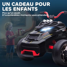 AIYAPLAY Quad electric copii mașină electrică pentru copii 12V 3 roți 2 motoare player MP3, claxon, 2 viteze 3-5 km/h negru | Aosom Romania