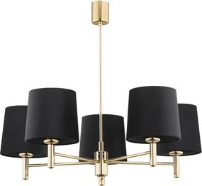 Brilagi - Lustră pe tijă MONTE 5xE27/60W/230V negru/auriu
