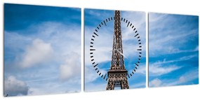 Tablou - Turnul Eiffel (cu ceas) (90x30 cm)
