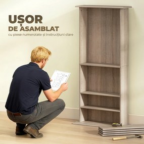 HOMCOM Raft pentru CD-uri cu 6 rafturi reglabile, capacitate 360 CD/185 DVD, 58 x 24 x 126,3 cm, culoare lemn | Aosom Romania