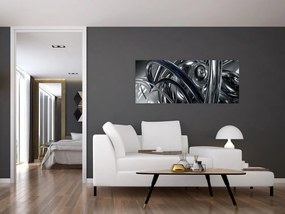 Tabloul cu abstracție gri cu albastru (120x50 cm)