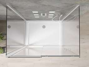Mexen Omega-3S cabina de duș cu 3 pereți, culisantă 100x80 cm, transparentă, crom + cădiță Flat - 825-100-080-01-00-3s-4010