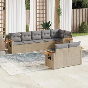 vidaXL Set canapele de grădină, 8 piese, cu perne, bej, poliratan