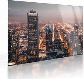 Tablou pe sticlă cu metropolă luminată (70x50 cm)