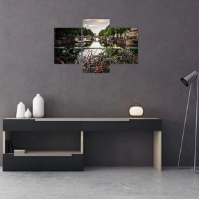 Tablou cu bicicleta în oraș (90x60 cm)