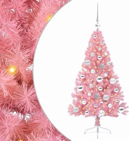 vidaXL Pom de Crăciun artificial pre-iluminat Roz 120 cm PVC