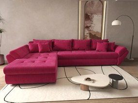 Colțar extensibil dumonde cu ladă de depozitare si sezut confortabil din spuma high-density, Loana XL Zoom Rosu 335x185 cm