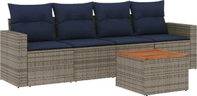vidaXL Set canapele de grădină cu perne, 5 piese, gri, poliratan