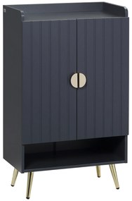 HOMCOM Dulap de pantofi modern cu 4 niveluri, cu 2 usi si rafturi reglabile pentru pana la 15 pantofi, din PAL si otel, 60x33x100 cm, gri si auriu | Aosom Romania