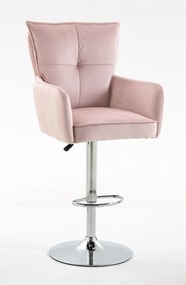 HR250W Scaun Catifea Roz Pudra Bază Cromata