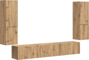 vidaXL Set comodă TV Pe perete 4 pcs Stejar Artizanal Lemn compozit
