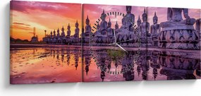 Tablou - Buddha la apus (cu ceas) (90x30 cm)