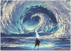 Tablou - Ilustrație a unui băiat cu o suliță (70x50 cm)