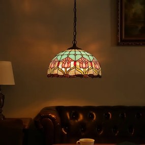 Brilagi - candelabru Tiffany cu vitralii pe lanț LORAS 2xE27/60W/230V