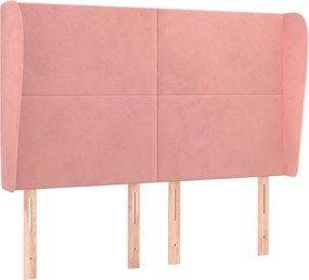 vidaXL Tăblie de pat cu aripioare, roz, 147x23x118/128 cm, catifea