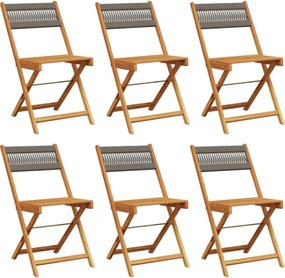 vidaXL Scaune de grădină pliabile, 6 buc., gri, lemn masiv acacia