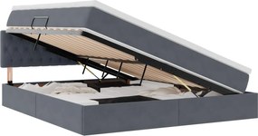 vidaXL Pat cu storage cu saltea Gri închis 180 x 200 cm Catifea
