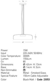 Lustra design modern LED DECO negru/ fumuriu