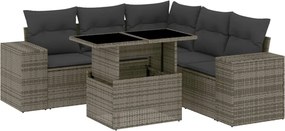 vidaXL Set mobilier grădină cu perne, 6 piese, gri, poliratan