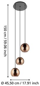 Lustră pe cablu Eglo 390094 CORDOBA 3xE27/40W/230V cupru