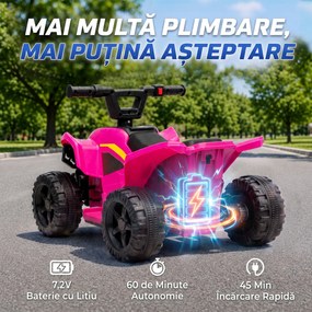 AIYAPLAY ATV Electric pentru Copii 18-48 Luni, 6V, 2 km/h, Sarcină 25 kg, Fuchsia | Aosom Romania
