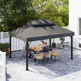 Outsunny Acoperiș de rezervă pentru pavilion, 3 x 4 m, husă de rezervă cu orificii de scurgere, poliester, protecție solară, UPF30+, Gri închis | Aosom Romania