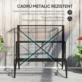 Outsunny Raft pentru Plante cu 3 Niveluri din metal, 60x60x60 cm, Negru | Aosom Romania