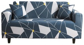 Husa elastica moderna pentru canapea 3 locuri + 1 față de perna CADOU, cu brate, albastru, HES3-38