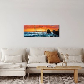 Tablou - Apus de soare (cu ceas) (90x30 cm)