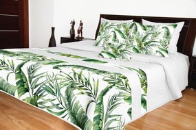 Cuvertură albă pentru pat dublu cu model natural Lăţime: 240 cm | Lungime: 260 cm