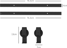 HOMCOM 152,5 CM Kit de Sine pentru Usa Glisanta Pliabila in Otel Carbon pentru 2 Usi | Aosom Romania