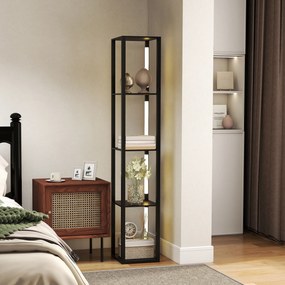 HOMCOM Lampă de Podea cu 4 Rafturi și 3 Luminozități Reglabile 29x29x163cm Negru | Aosom Romania