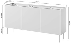 Comodă Desin 170 cm - negru mat / stejar nagano