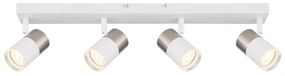 Plafoniera cu 4 Spoturi directionabile BRISBON nickel/alb
