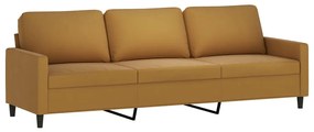 Canapea cu 3 locuri, maro, 210 cm, material catifea Maro, 228 x 77 x 80 cm