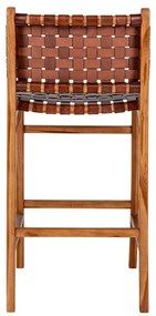 Taburet de bar Perugia, piele, maro, picioare din tec