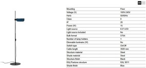 Lampadar metal stil retro cu abajur ajustabil MARTINICA negru, blue