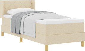 vidaXL Pat cu arcuri cu saltea cu headboard Crem 200 x 80 cm țesătură