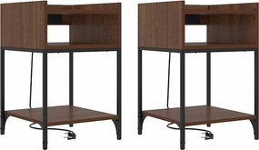 vidaXL Dulap de noapte cu raft 2 pcs Stejar închis 40 x 40 x 61 cm