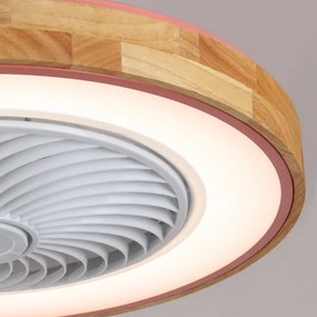 Brilagi - Corp de iluminat LED dimabil cu ventilator LED/38W/230V 50 cm roz/stejar + telecomandă