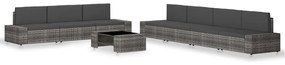 vidaXL Set mobilier de grădină, 8 piese, gri, poliratan