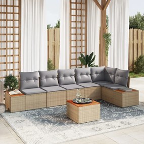 vidaXL Set de Canapele pentru Grădină cu Perne Bej Rattan Polimer Acacia