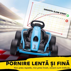HOMCOM Go Kart Electric pentru Copii, Kart cu Pedale pentru Copii cu Pornire Lentă, Claxon, 115x77x54 cm, Albastru | Aosom Romania
