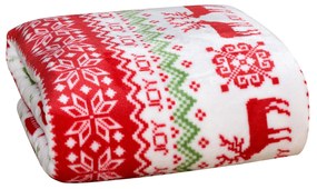 Patura microplus de Craciun BUCURIA DE CRACIUN alba Dimensiune: 200 x 220 cm