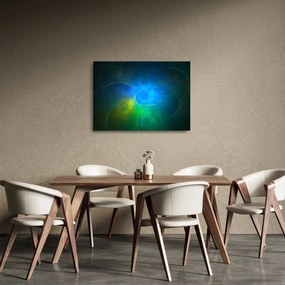 Tablou pe sticlă cu abstracțiune albastră (70x50 cm)